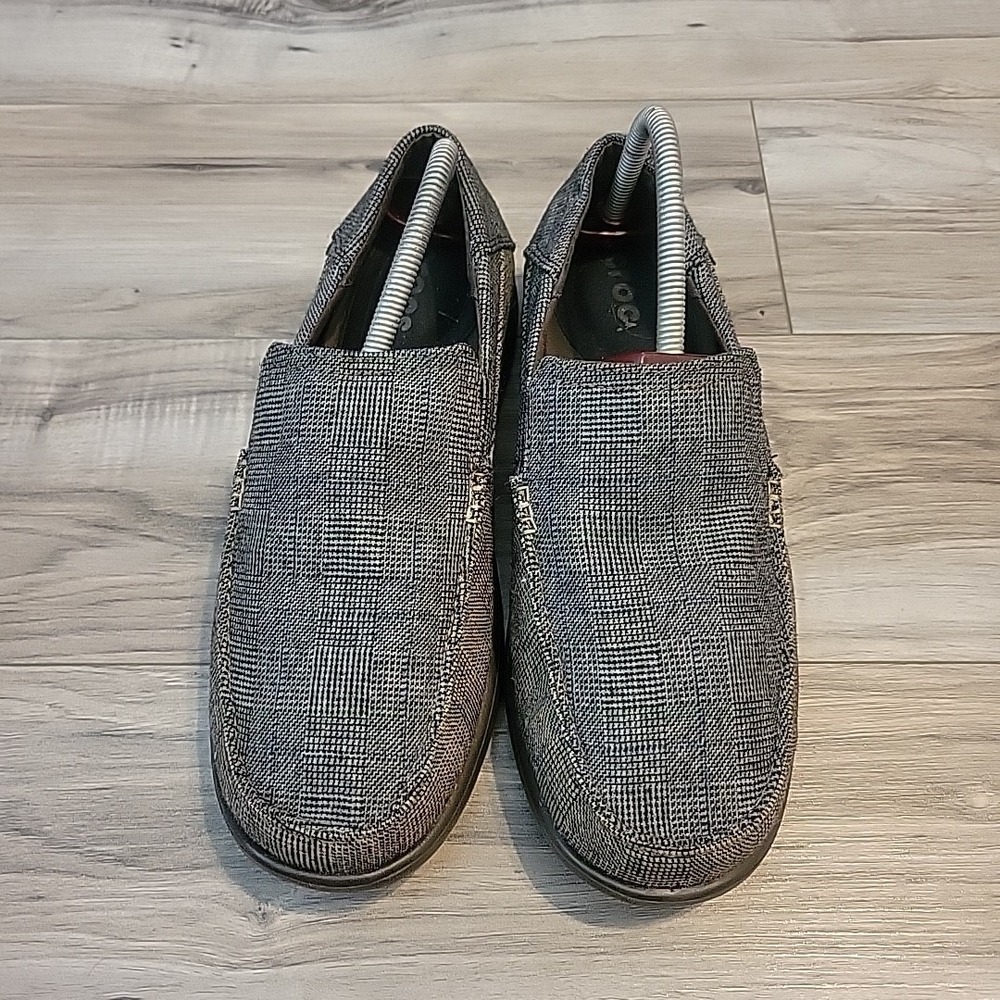 Crocs Santa Cruz Slip-On Loafers Brown Black Canvas Men's Sz 10